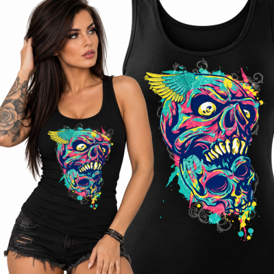 TANK TOP DAMSKI HORROR  SKULL COLOR 2